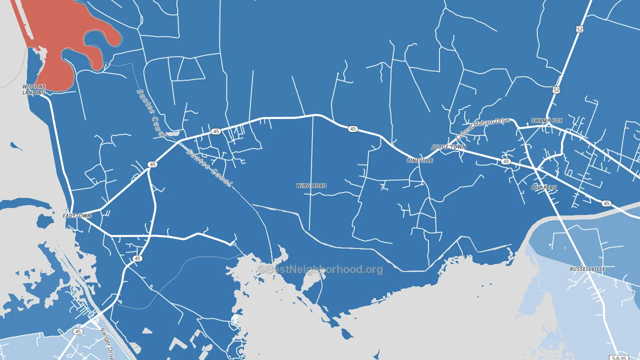 29468, SC block-group political-lean map