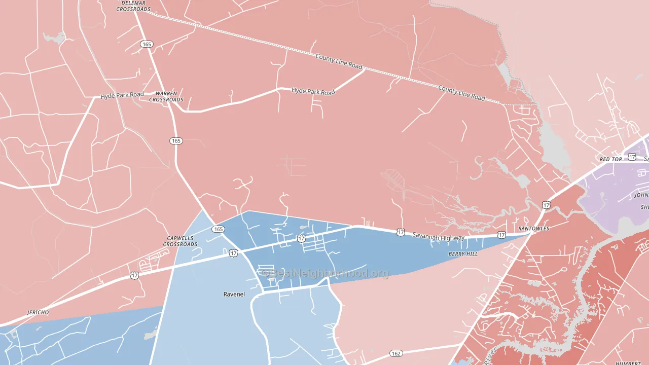 29470, SC block-group political-lean map