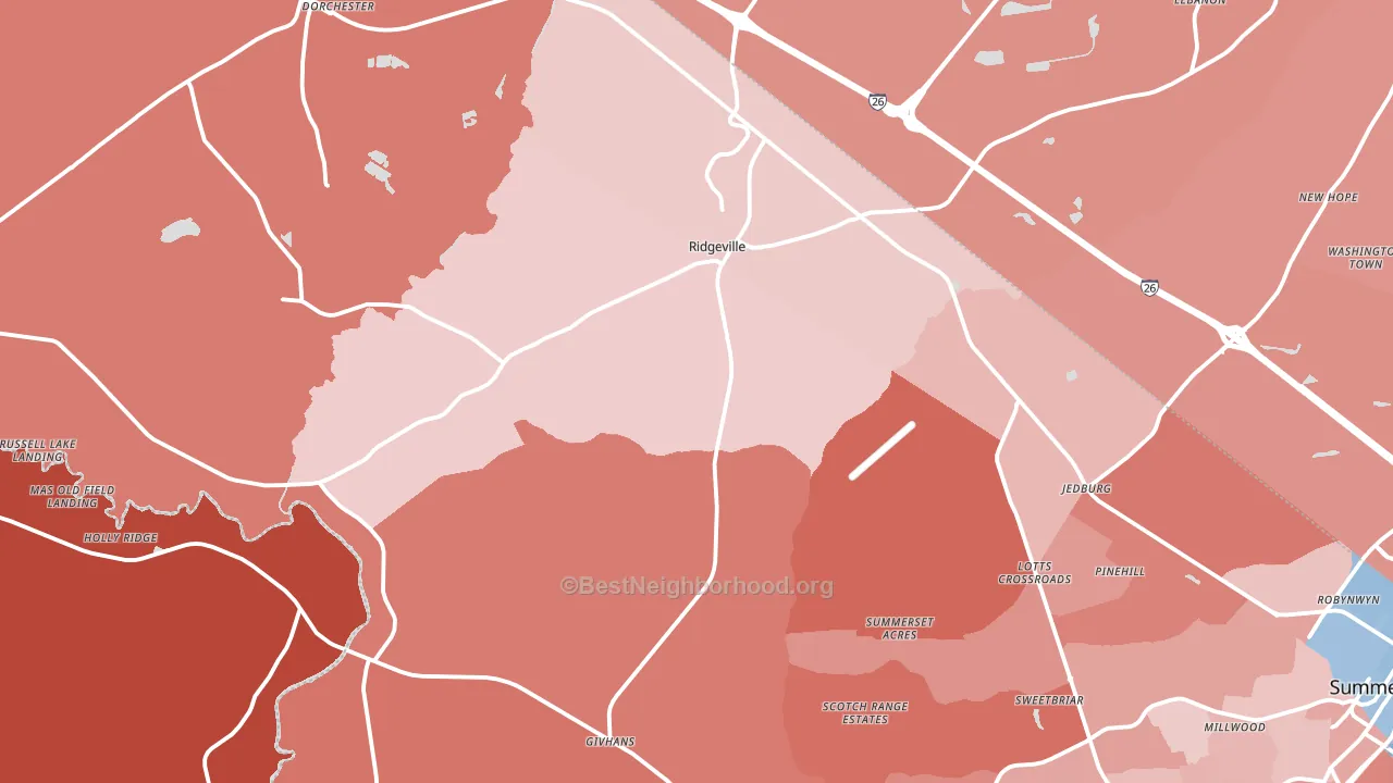 29472, SC block-group political-lean map