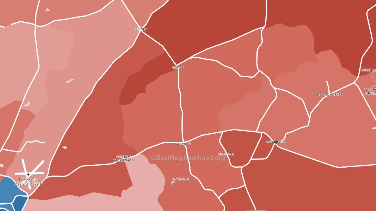 29474, SC block-group political-lean map