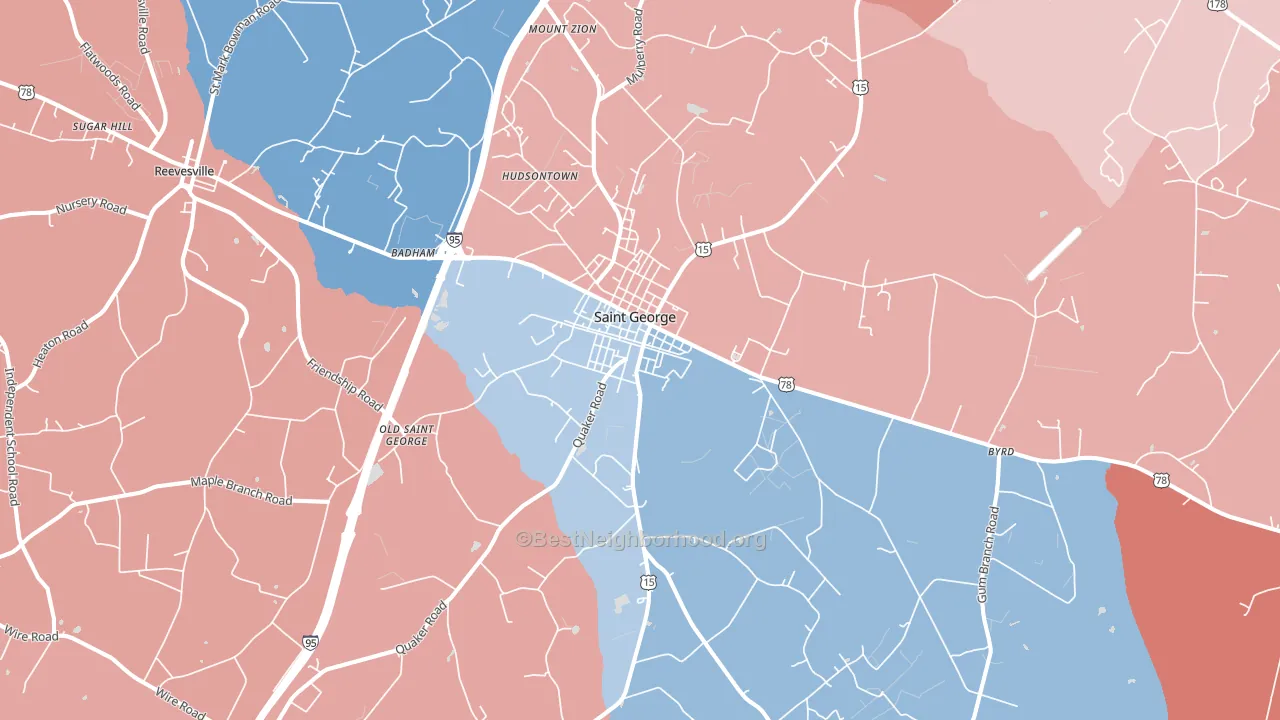 29477, SC block-group political-lean map