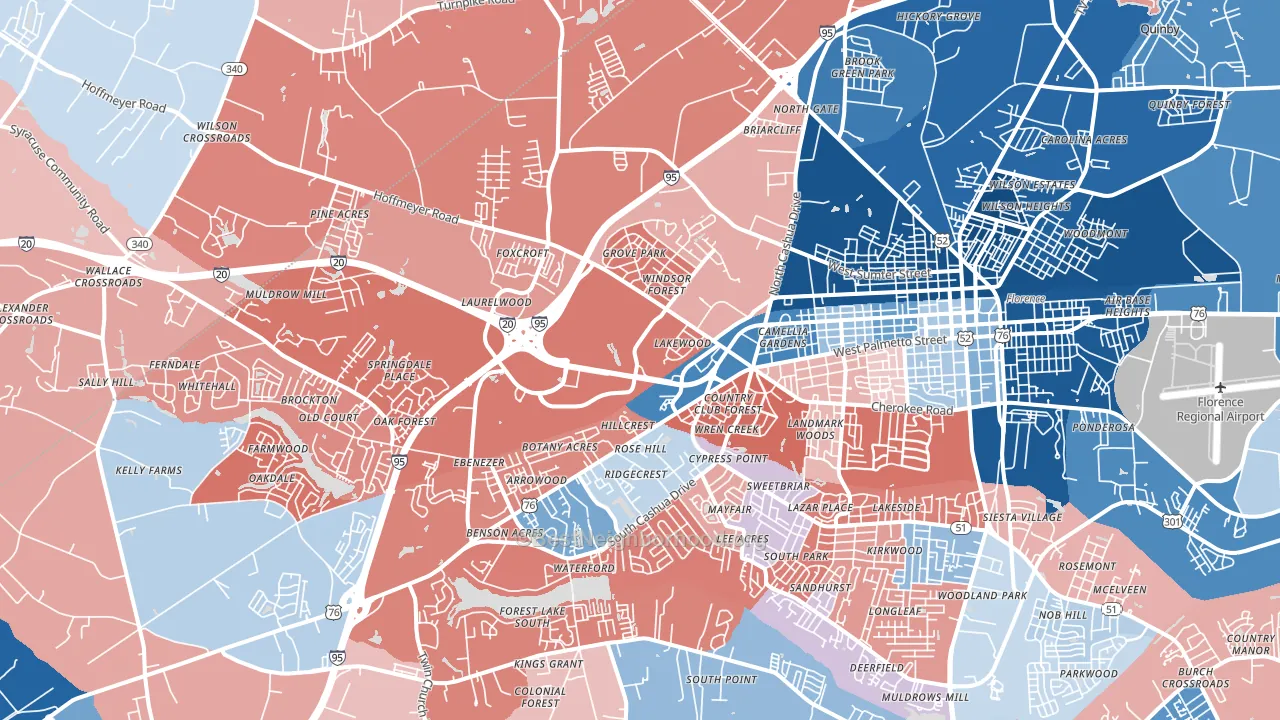 29501, SC block-group political-lean map