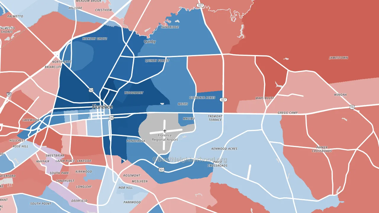 29506, SC block-group political-lean map