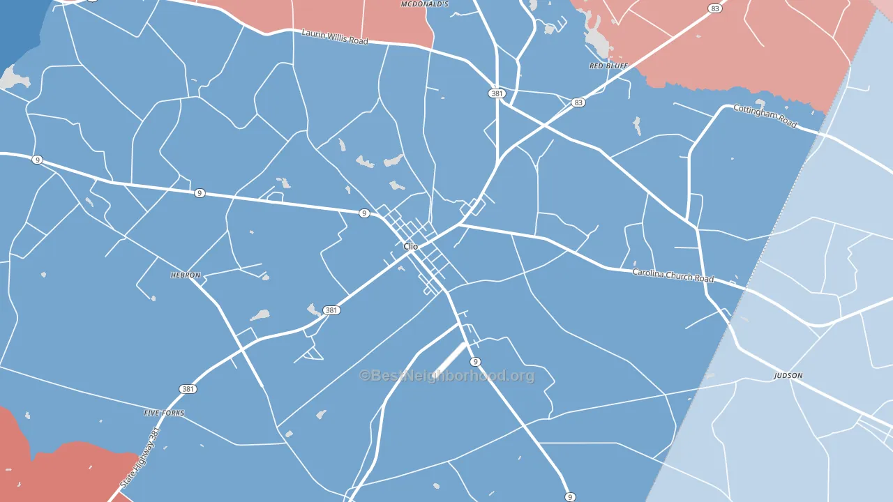 29525, SC block-group political-lean map