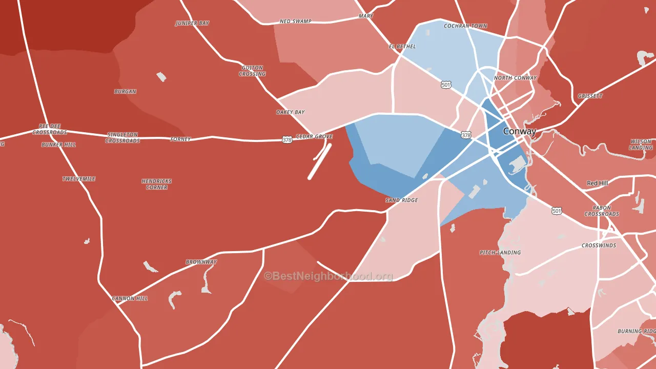 29527, SC block-group political-lean map
