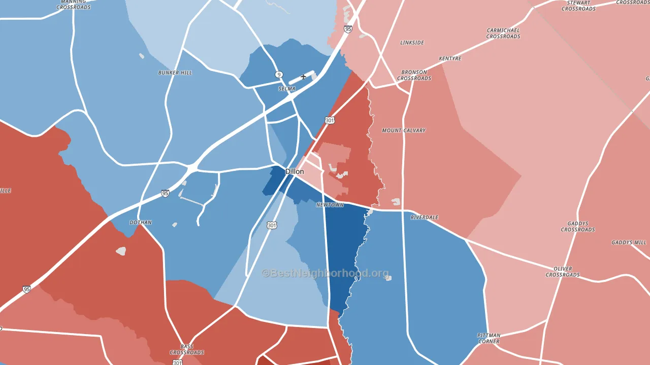 29536, SC block-group political-lean map