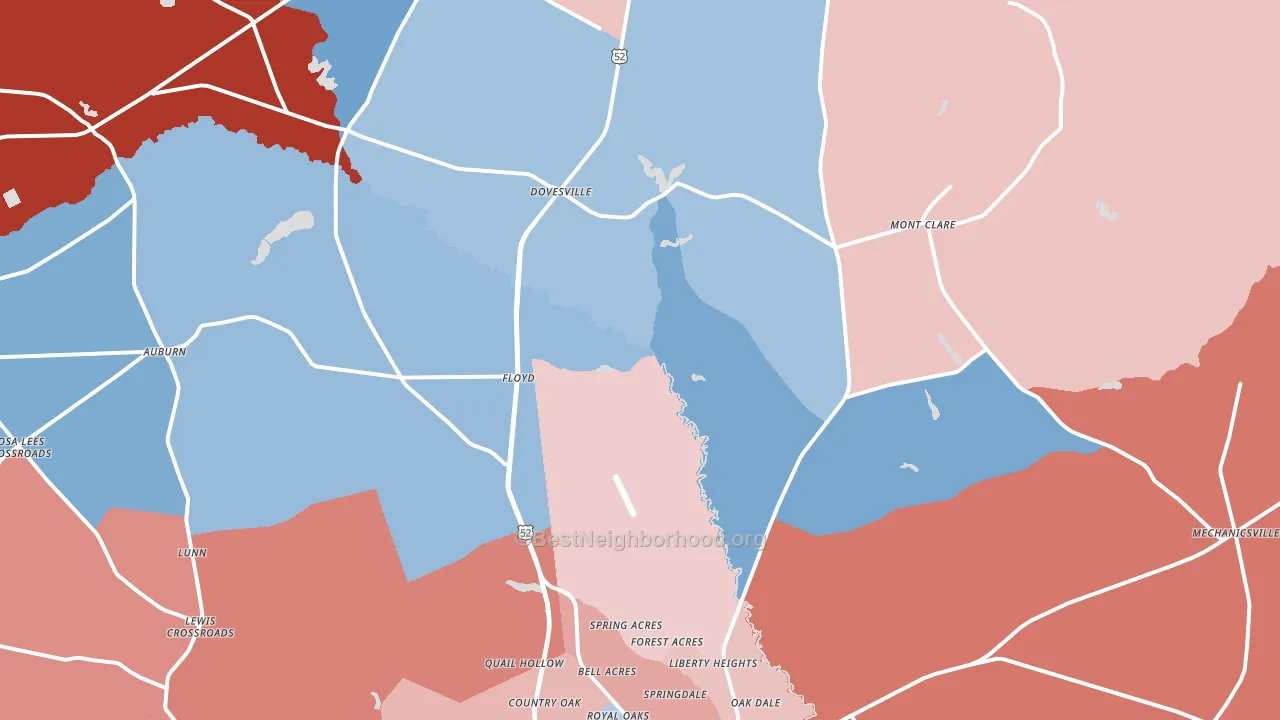 29540, SC block-group political-lean map