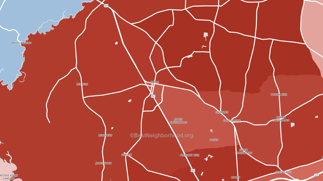29544, SC block-group political-lean map