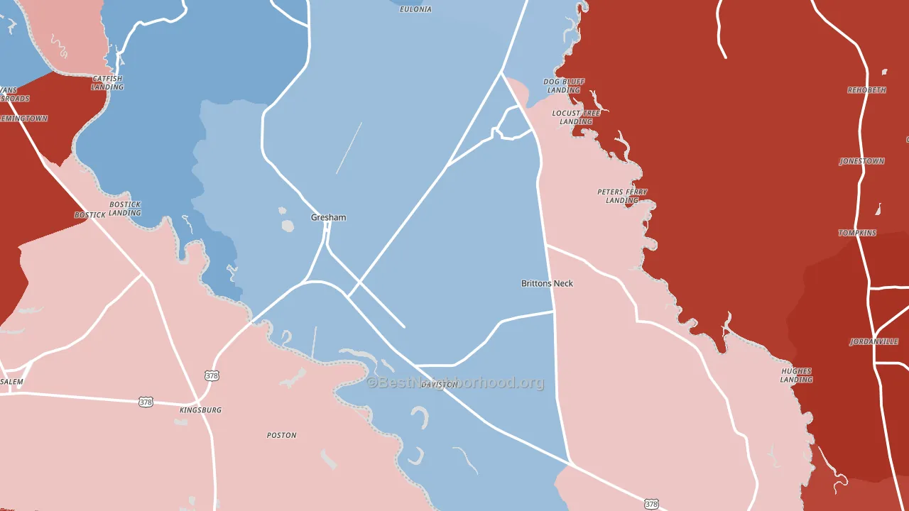 29546, SC block-group political-lean map