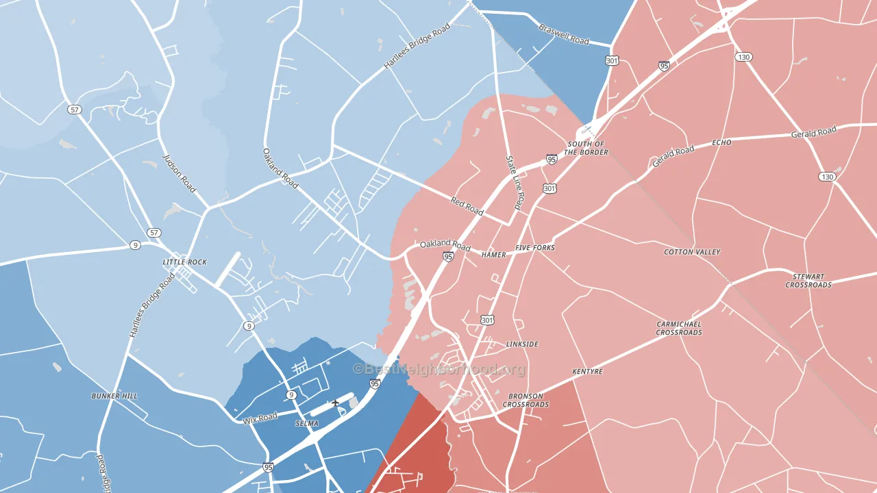 29547, SC block-group political-lean map