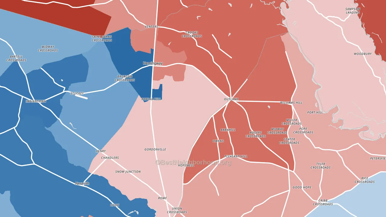 29554, SC block-group political-lean map
