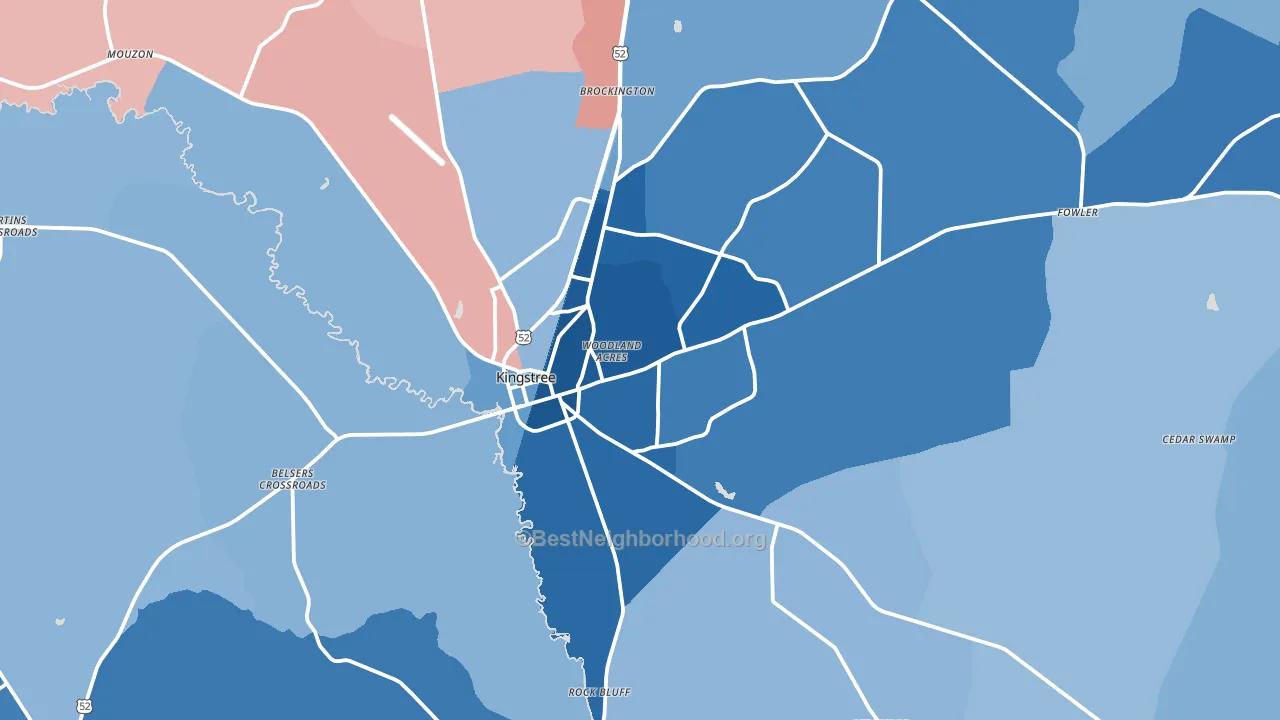 29556, SC block-group political-lean map