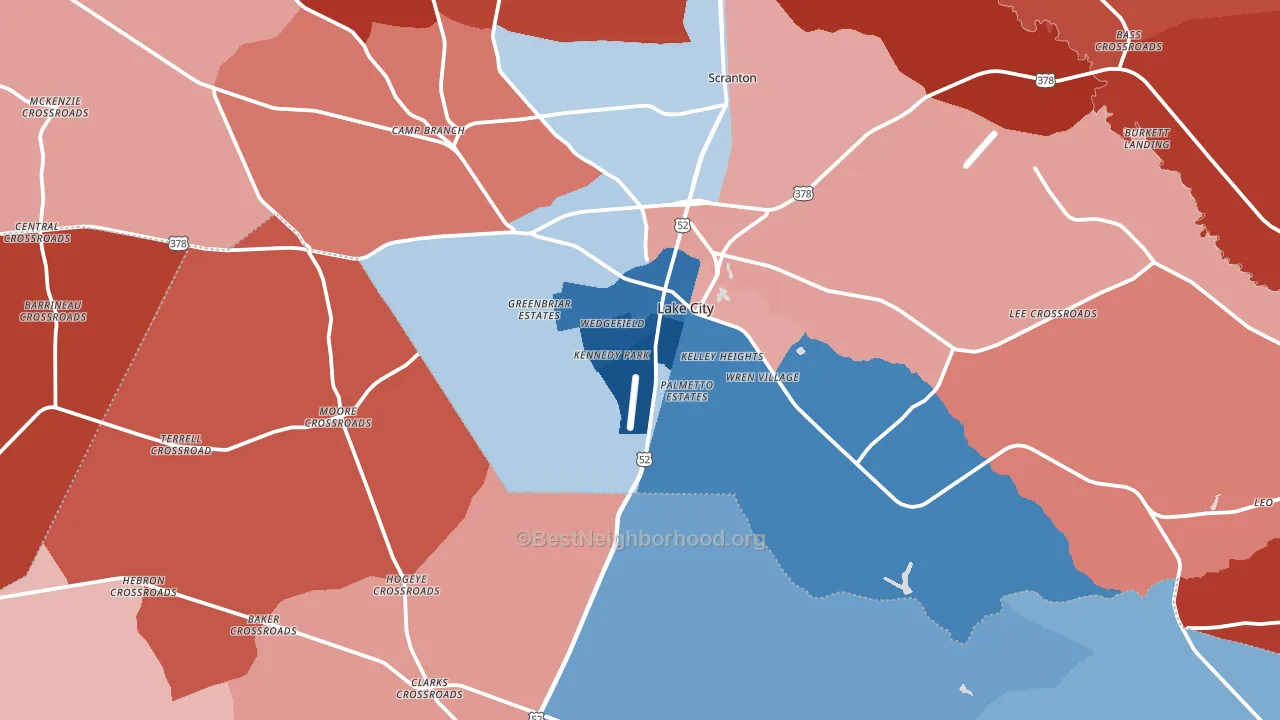 29560, SC block-group political-lean map