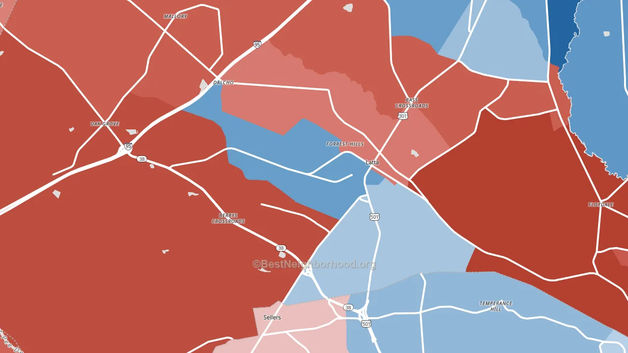 29565, SC block-group political-lean map
