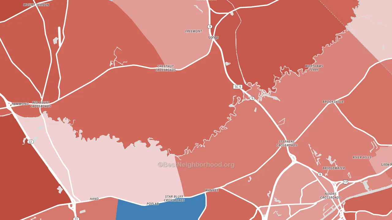 29568, SC block-group political-lean map