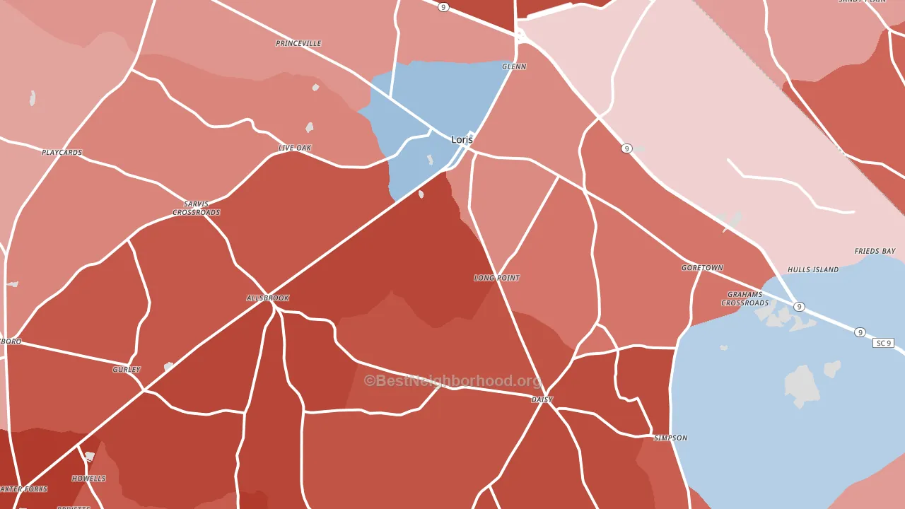 29569, SC block-group political-lean map