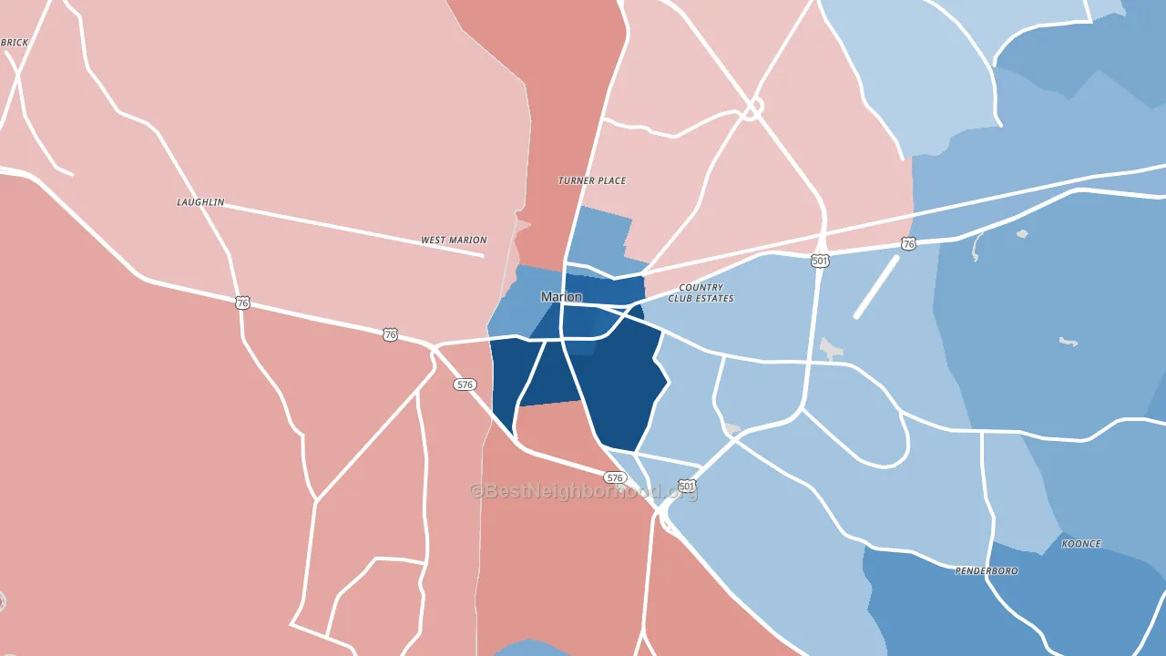 29571, SC block-group political-lean map