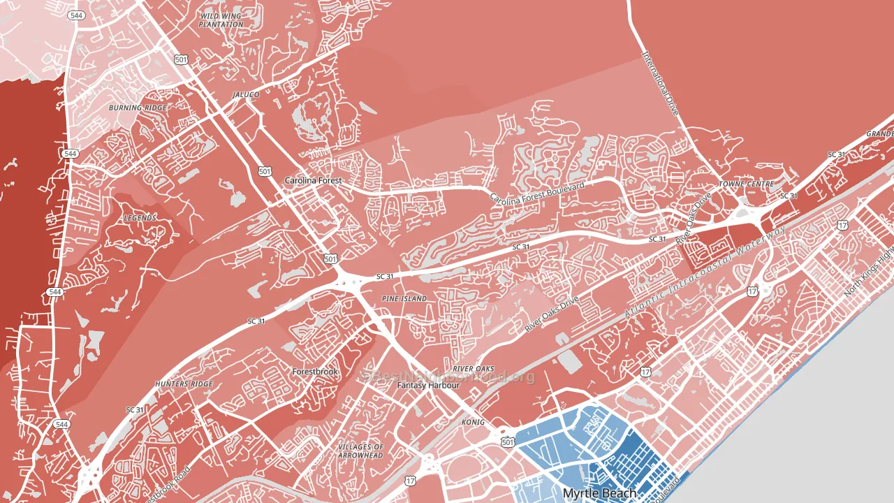 29579, SC block-group political-lean map