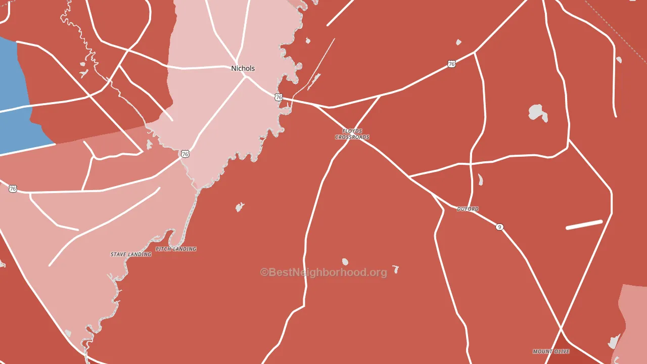 29581, SC block-group political-lean map