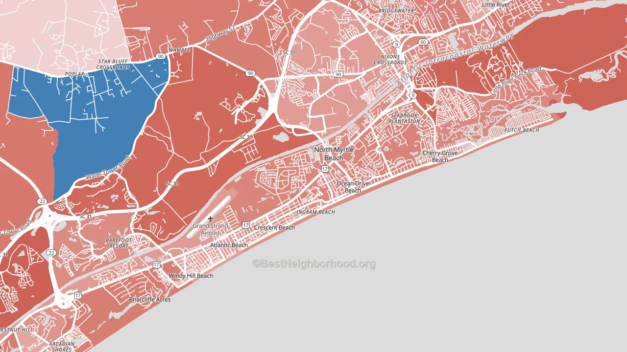 29582, SC block-group political-lean map