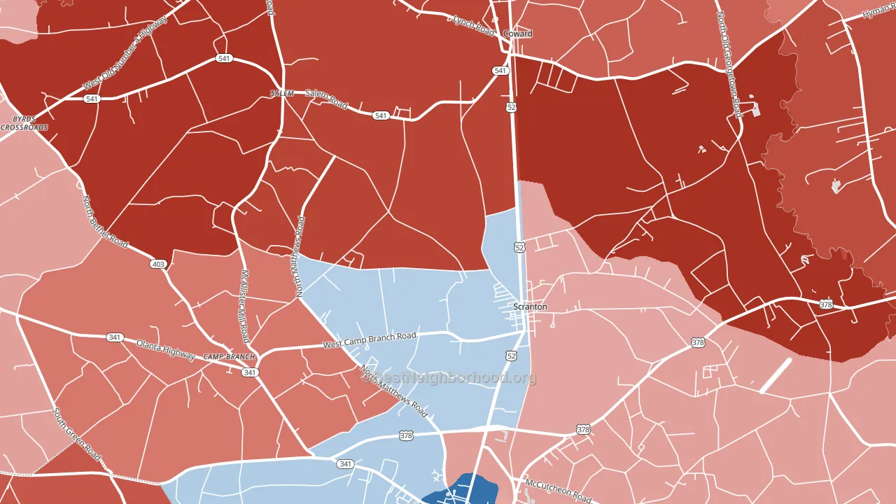 29591, SC block-group political-lean map