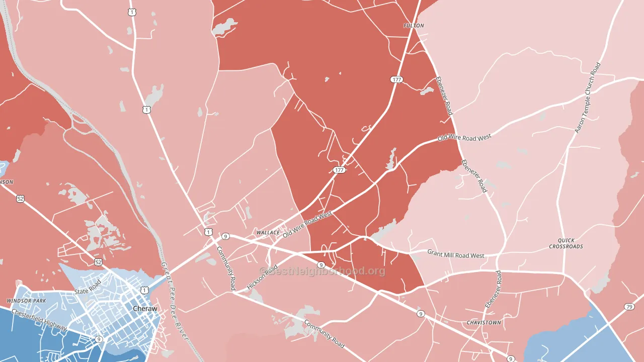 29596, SC block-group political-lean map