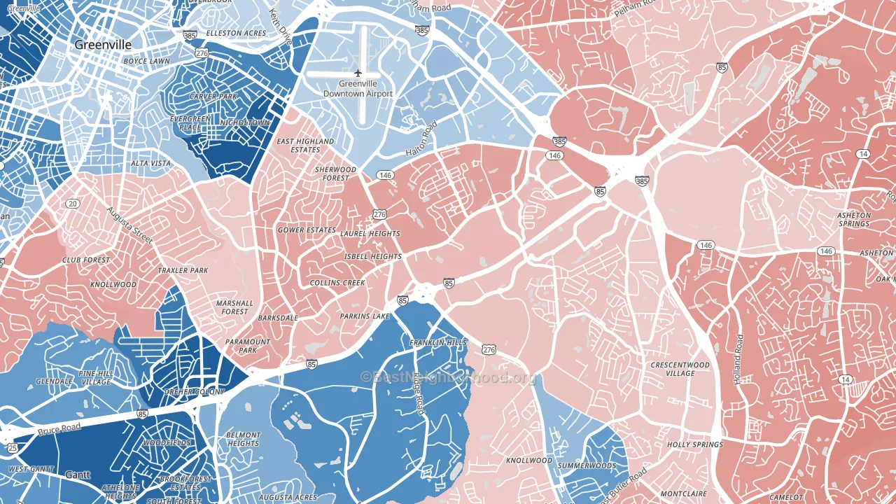 29607, SC block-group political-lean map