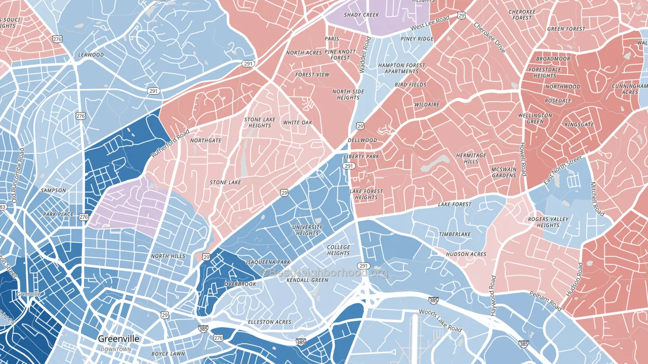 29614, SC block-group political-lean map