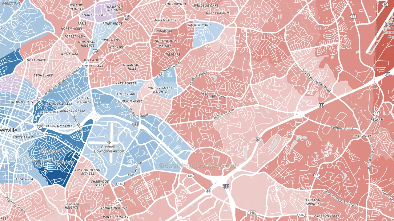 29615, SC block-group political-lean map