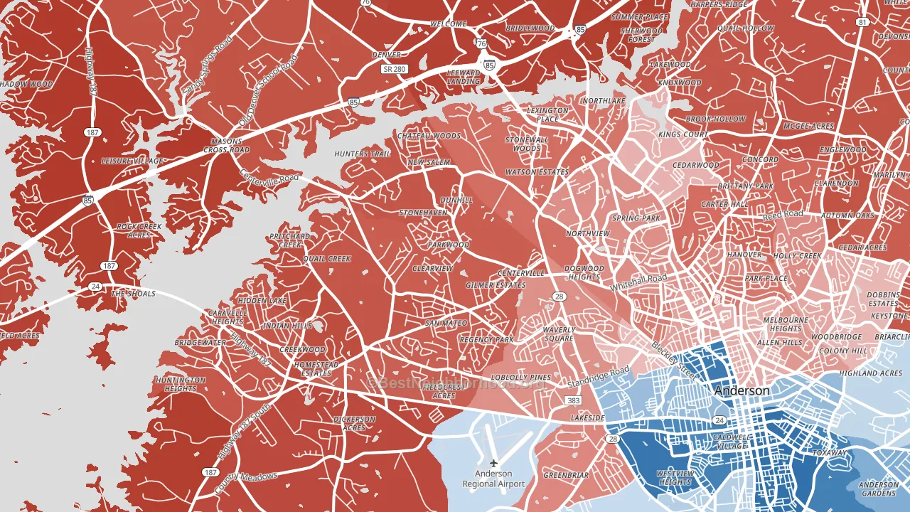29625, SC block-group political-lean map