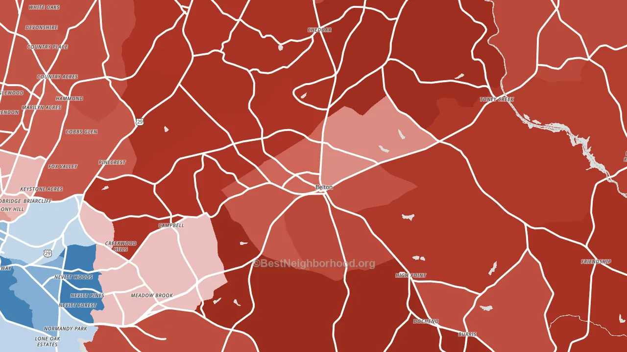 29627, SC block-group political-lean map