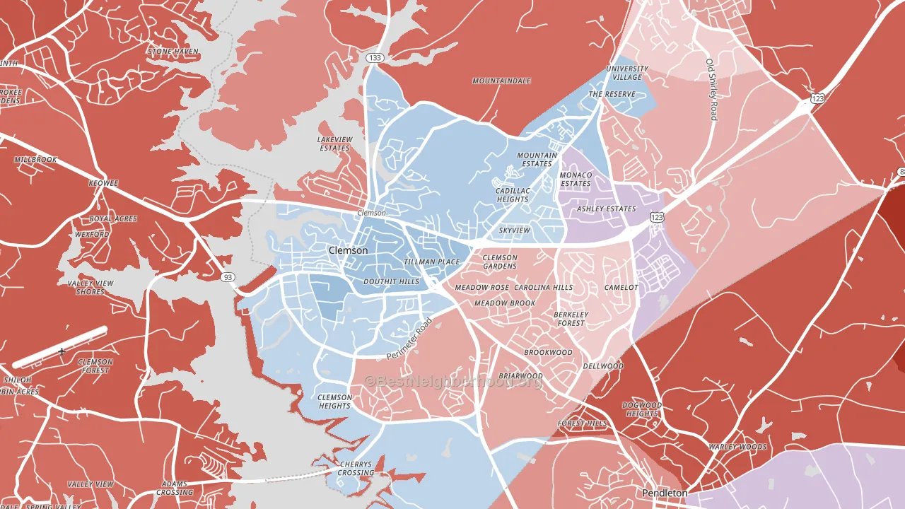 29631, SC block-group political-lean map