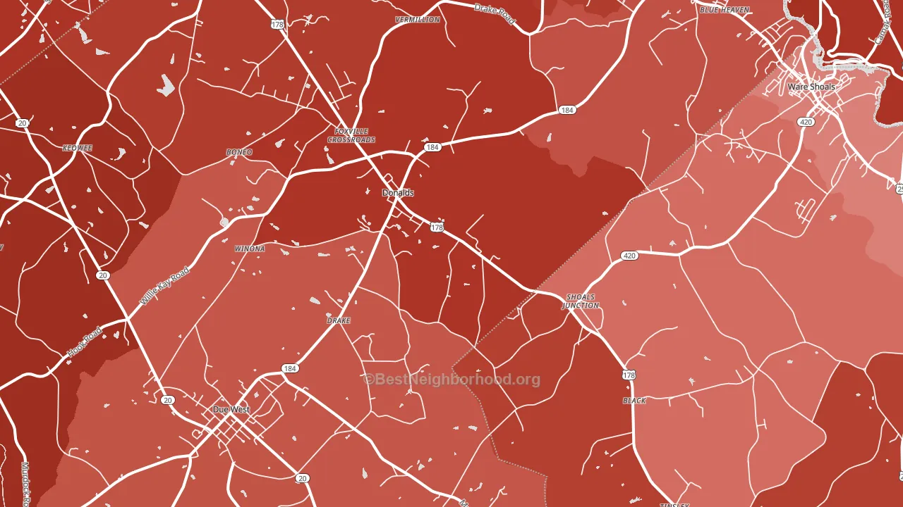 29638, SC block-group political-lean map
