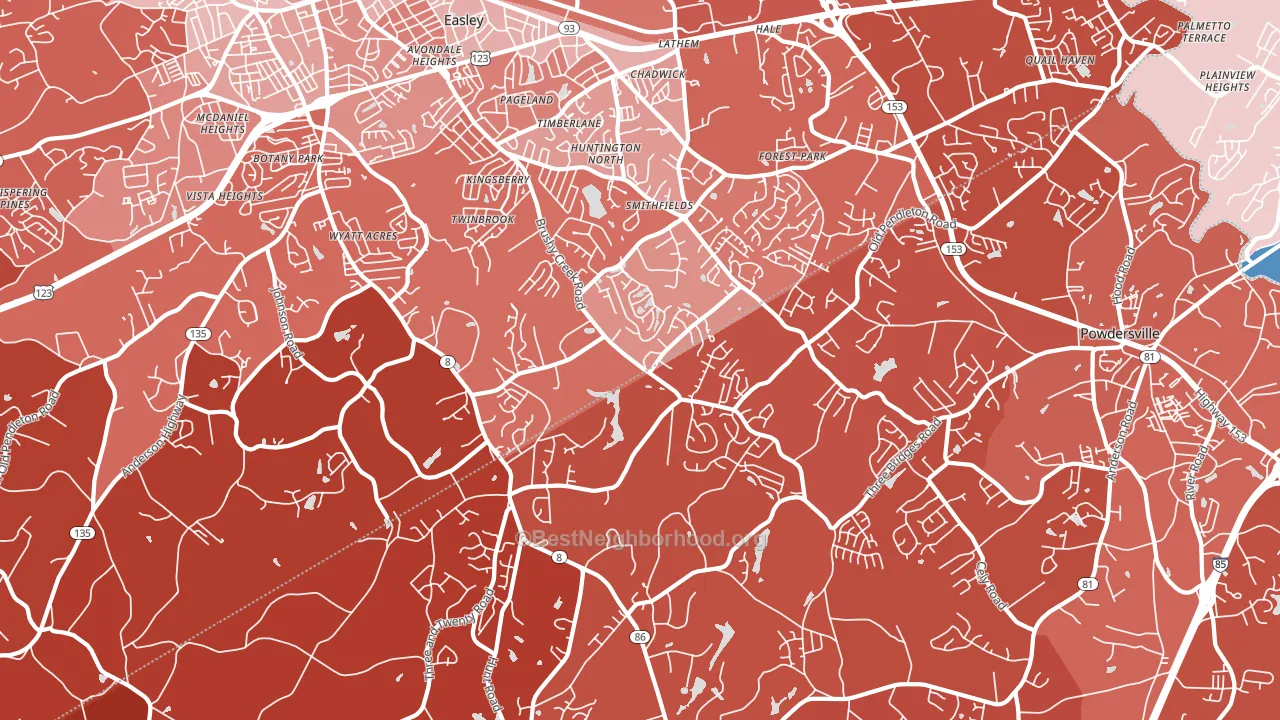 29642, SC block-group political-lean map