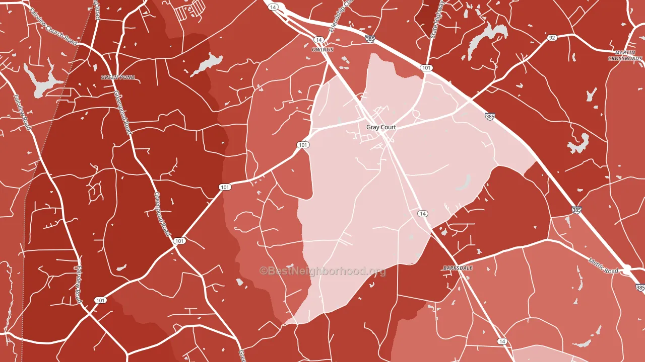 29645, SC block-group political-lean map