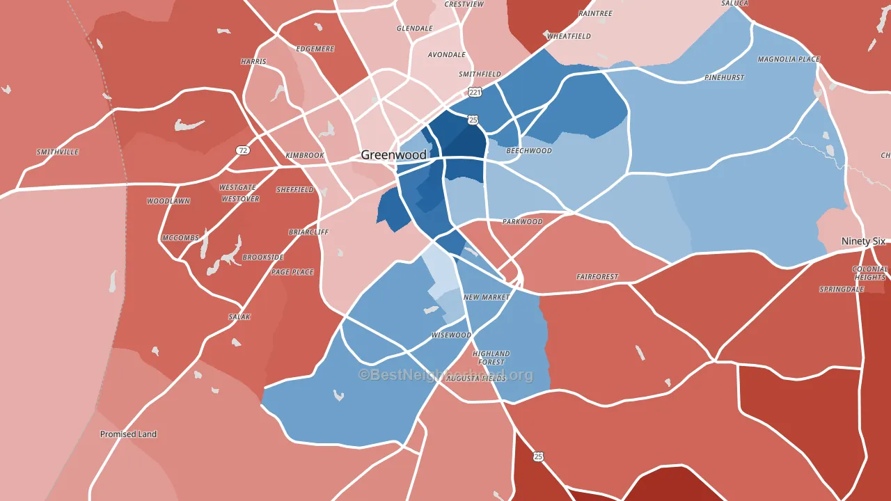 29646, SC block-group political-lean map