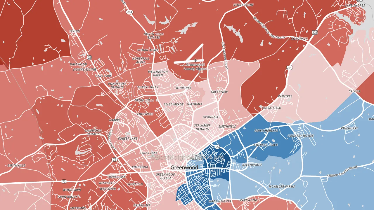 29649, SC block-group political-lean map