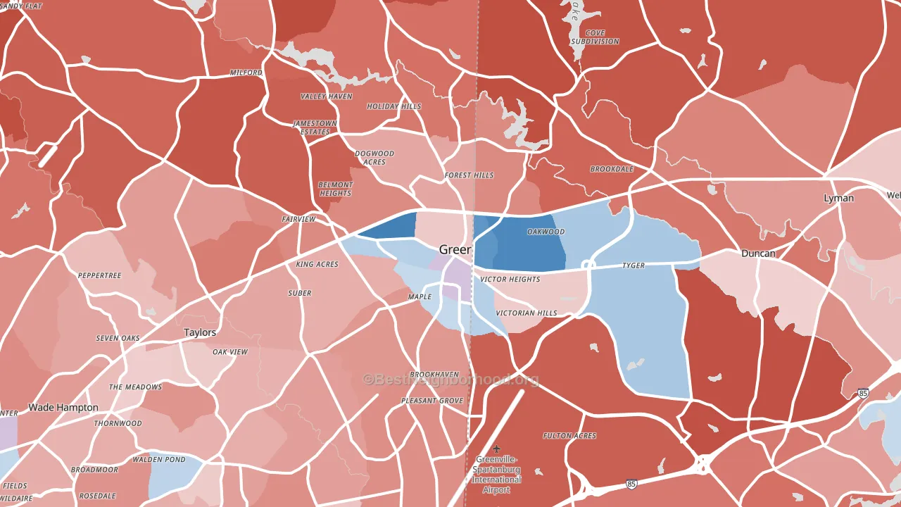 29651, SC block-group political-lean map