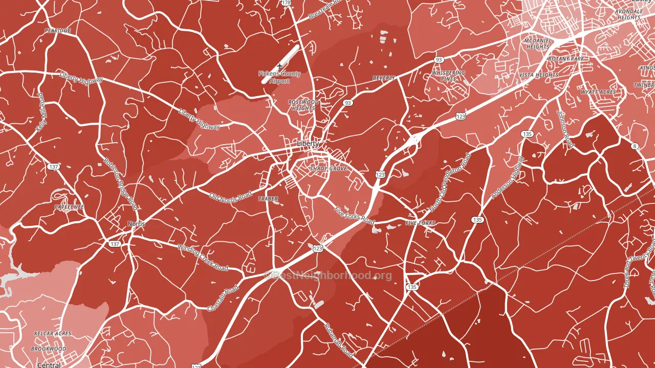 29657, SC block-group political-lean map