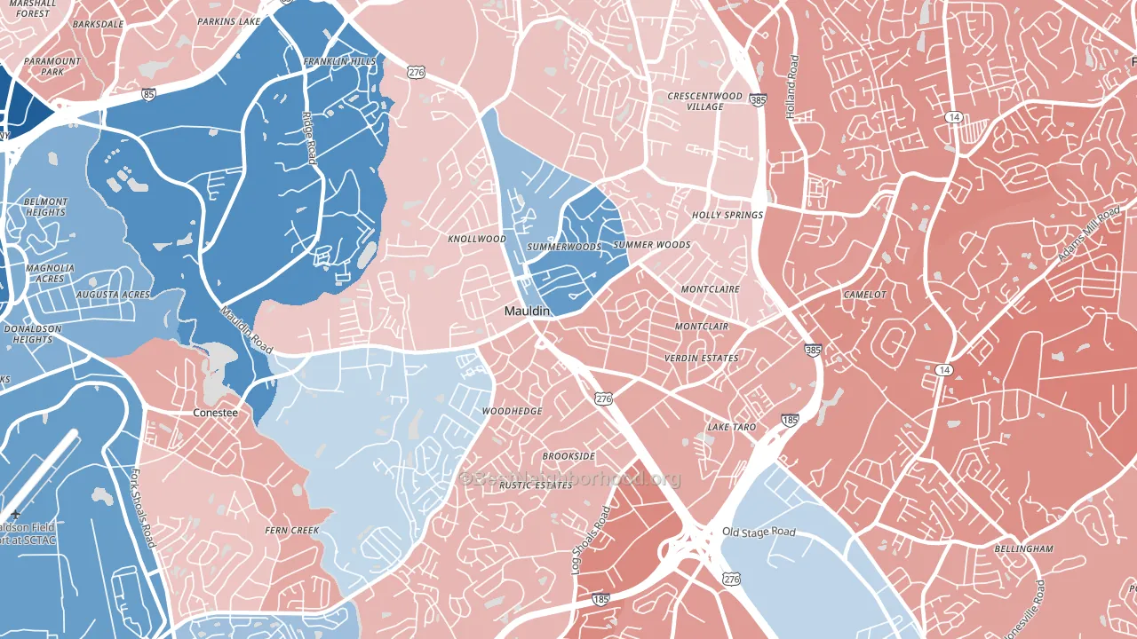 29662, SC block-group political-lean map