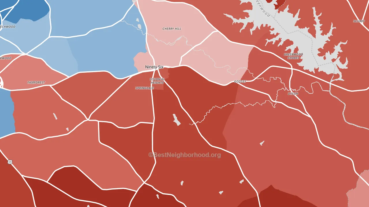 29666, SC block-group political-lean map