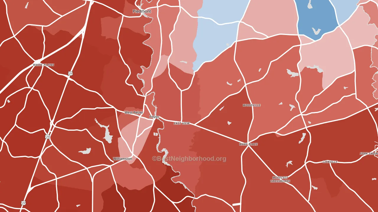 29669, SC block-group political-lean map