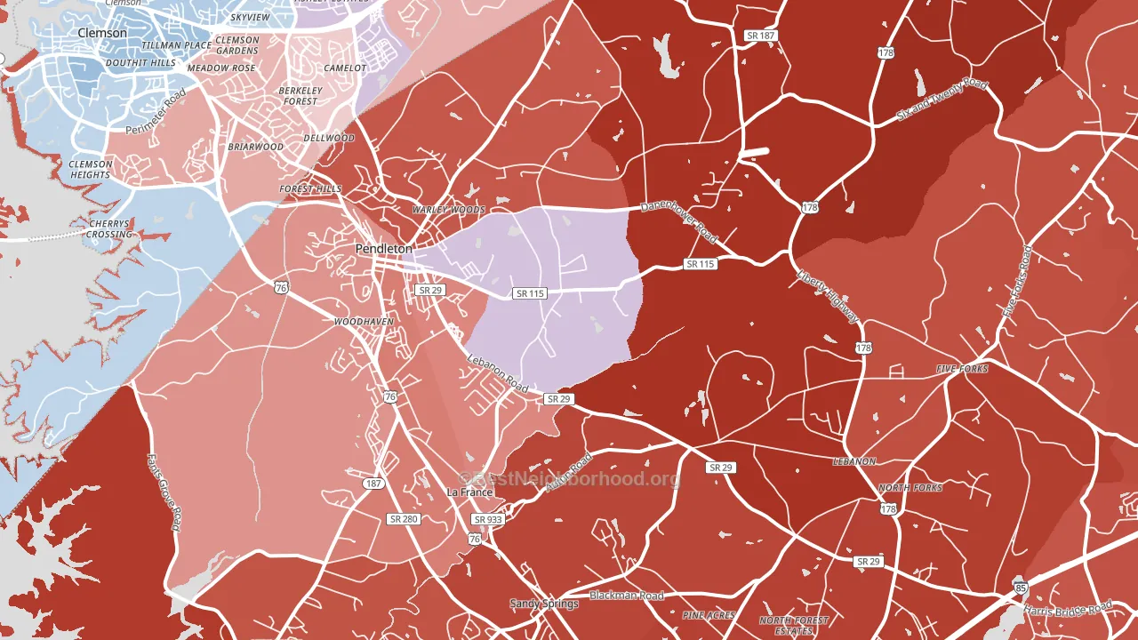 29670, SC block-group political-lean map