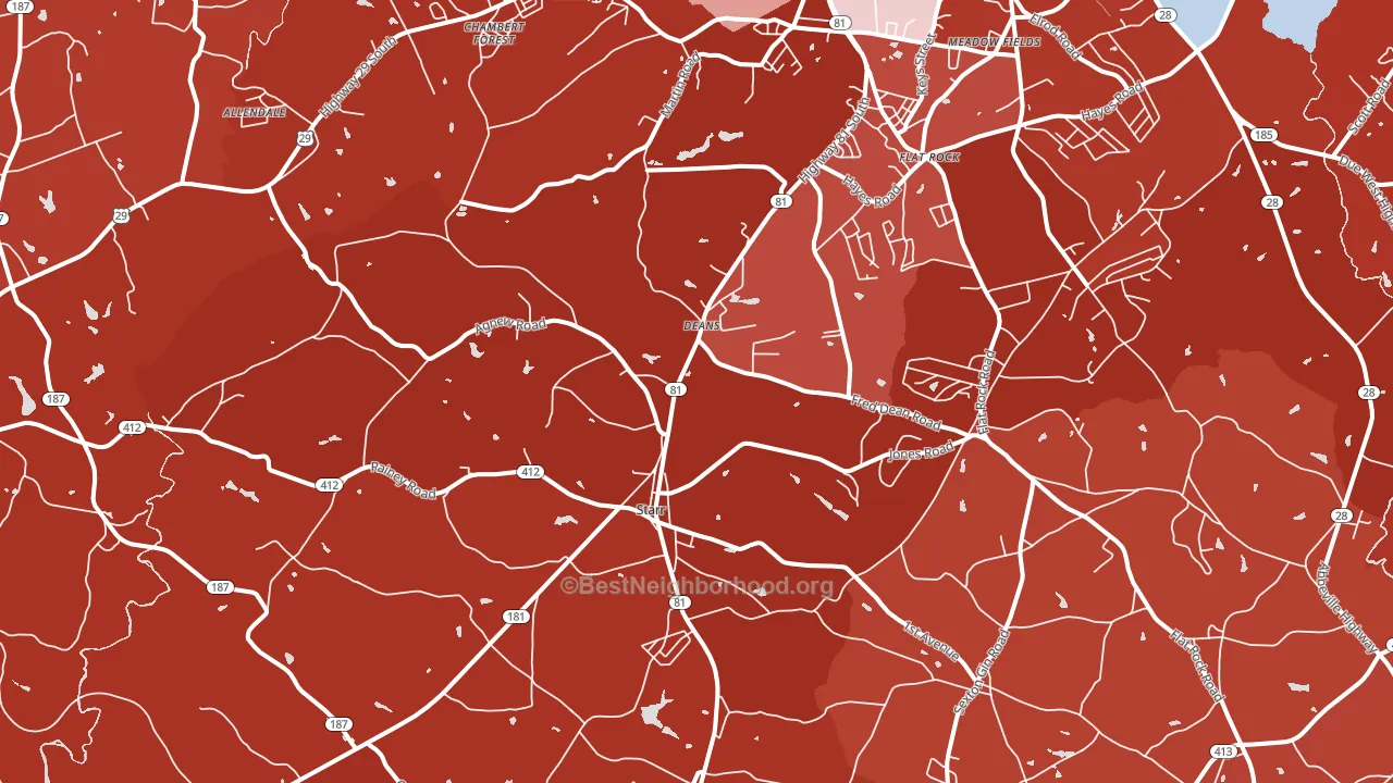 29684, SC block-group political-lean map