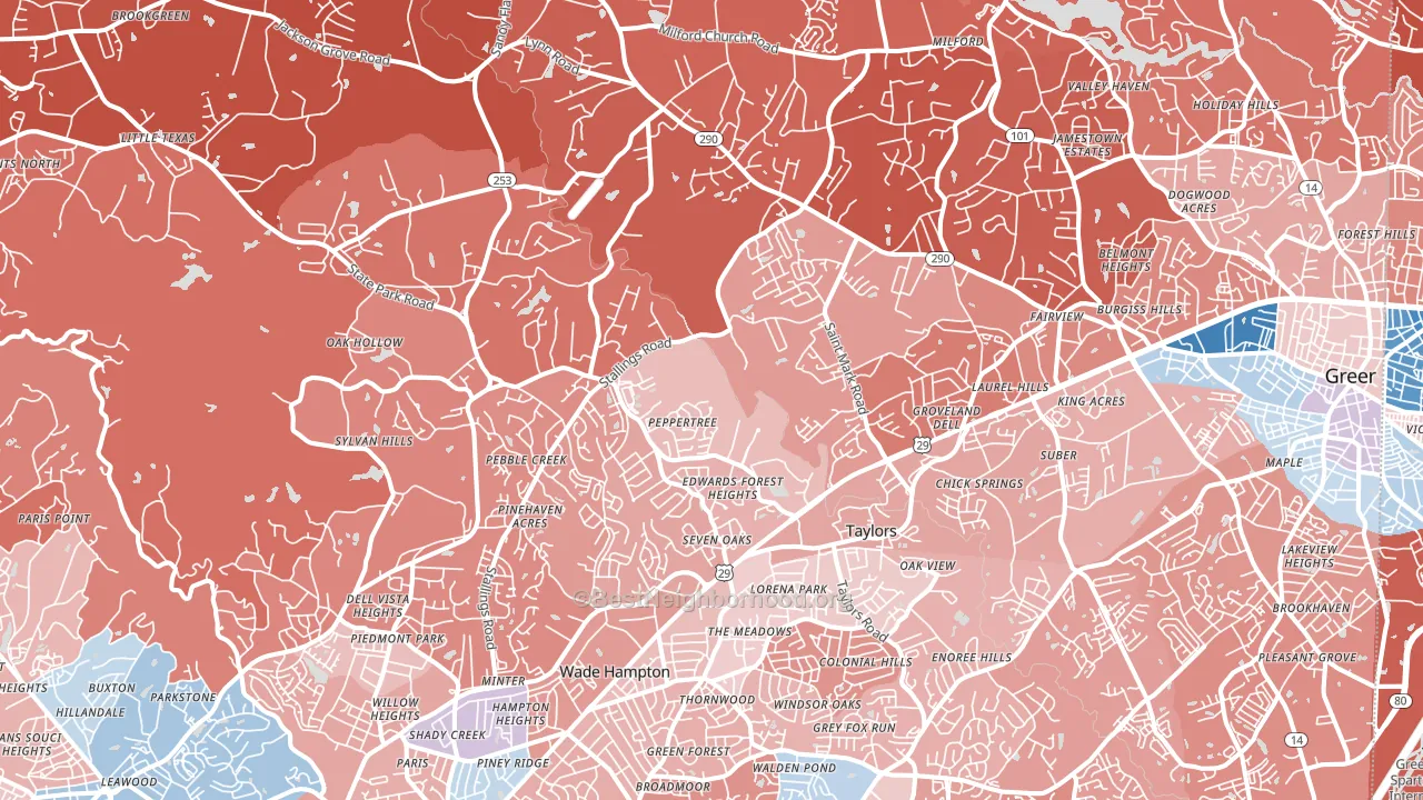 29687, SC block-group political-lean map