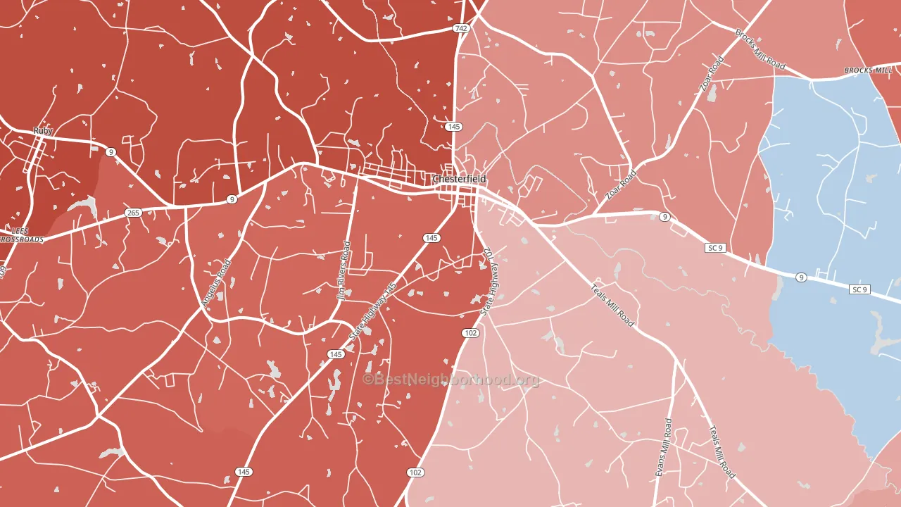 29709, SC block-group political-lean map