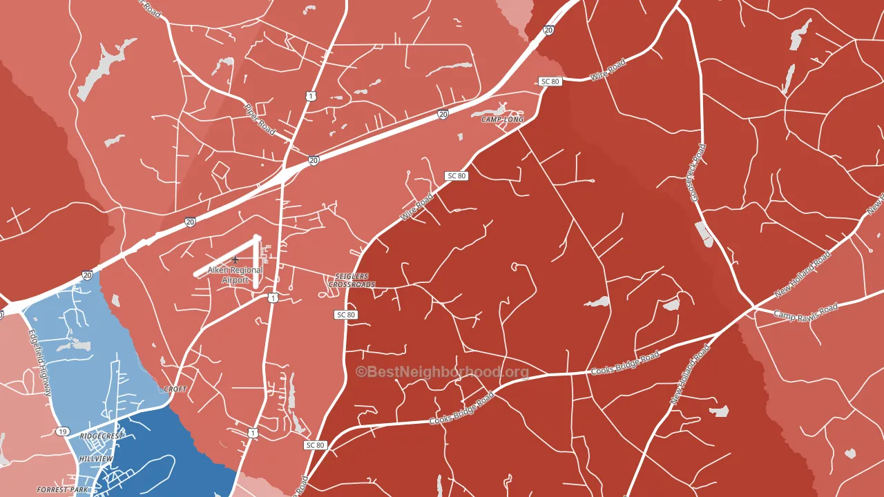 29805, SC block-group political-lean map
