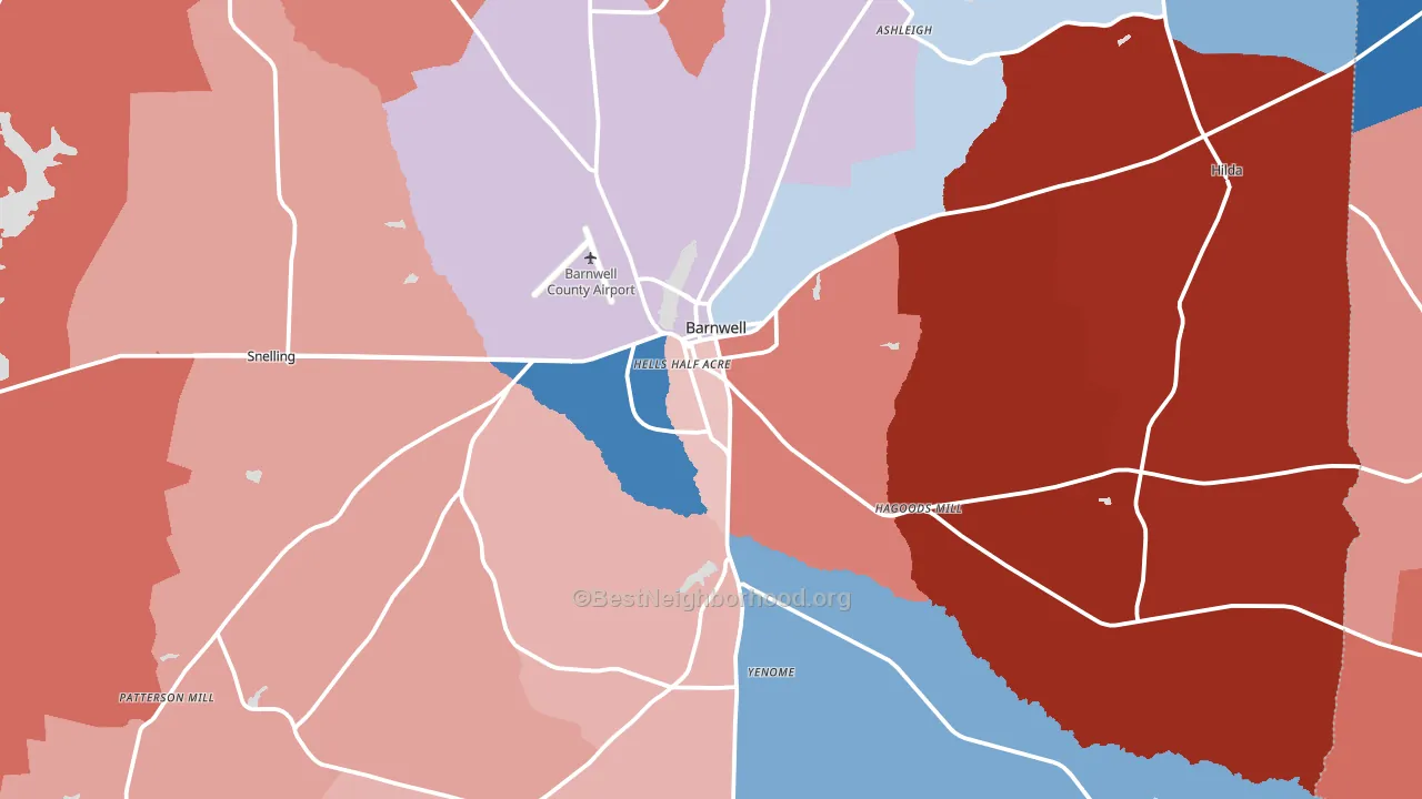 29812, SC block-group political-lean map