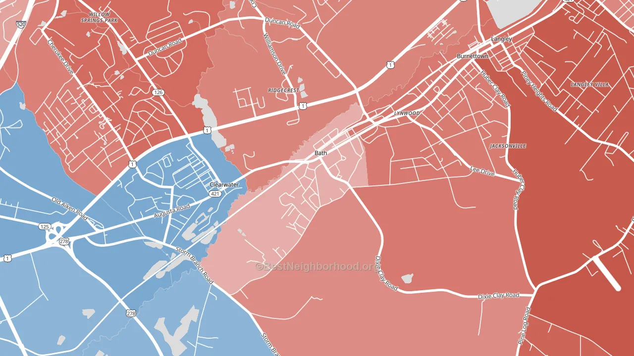 29816, SC block-group political-lean map