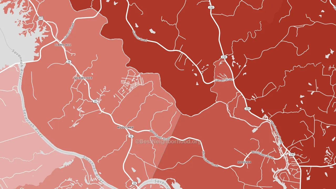 29821, SC block-group political-lean map